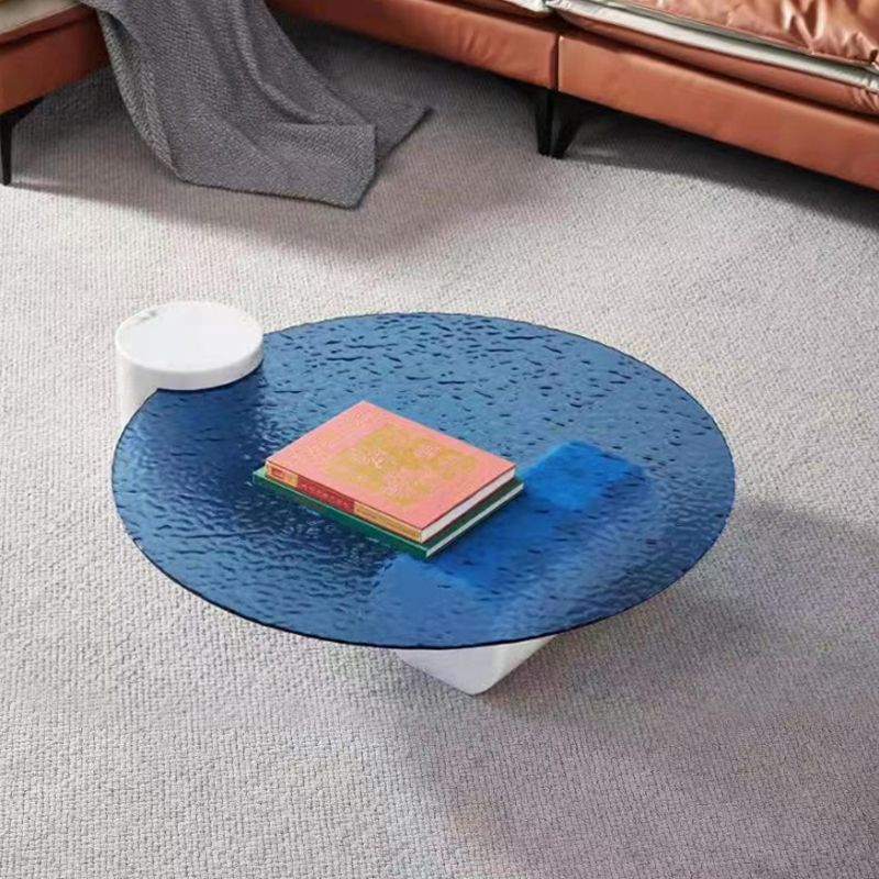 9.8"H Modern Marble Abstract Base Glass Round Coffee Table for Living Room Clearhalo 'Coffee & Accent Tables' 'Coffee Tables' 'coffee_tables' 'furn' 'furn_coffee_tables' 'Furniture' 'furniture_coffee_tables' 'Living Room Furniture' 1200x1200_59336f7f-32fb-47a1-91ff-9e261754ab22