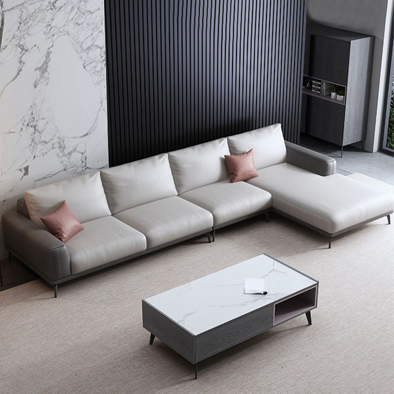 Sezionali posteriori del cuscino in pelle finto/divano con braccio quadrato per soggiorno