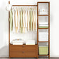 Contemporary Style Wardrobe Armoire Bamboo Armoire with Clothes Rail for Home
