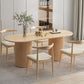 Mesa de comedor de madera ovalada, mesa con pedestal doble moderna, para cocina casera