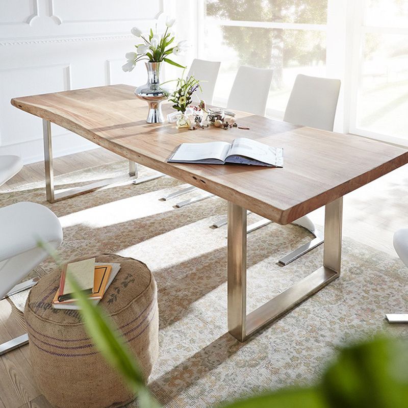 Rectangle Shape Glam Dining Table Fixed Table with Solid Wood Clearhalo 'Dining Tables & Seating' 'Dining Tables' 'dining_table' 'furn' 'furn_dining_table' 'Furniture' 'Kitchen & Dining Furniture' 1200x1200_5937eee9-986f-4834-8e55-c72dfbbdfa05