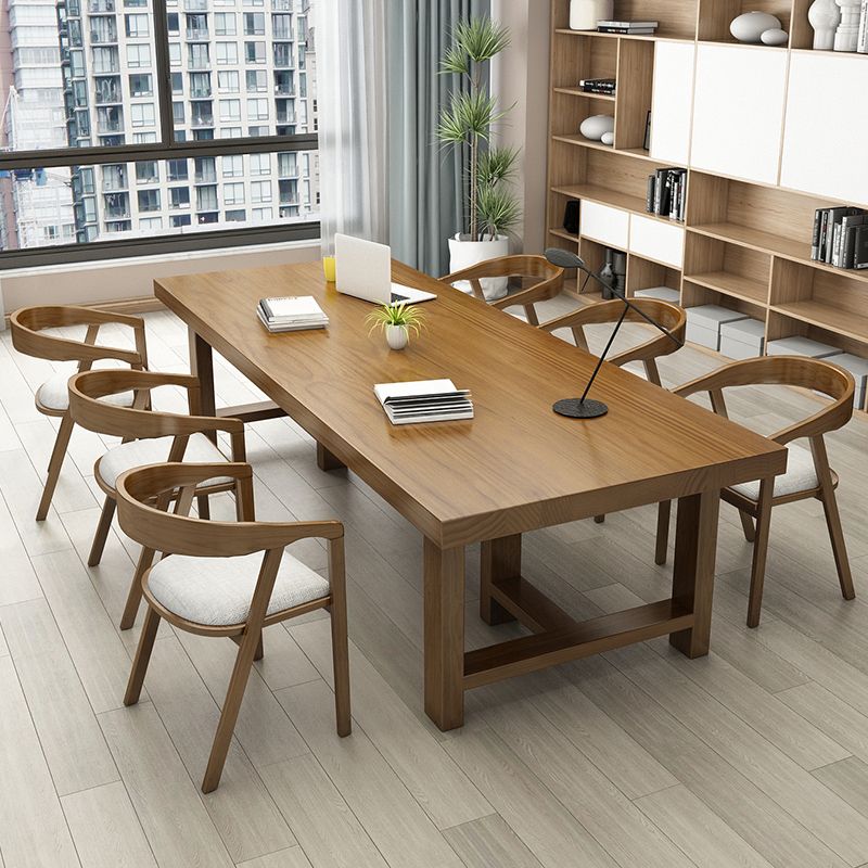 Solid Wood Rectangular Office Desk Industrial 29.53" Tall Writing Desk Clearhalo 'furn' 'furn_office_desk' 'Furniture' 'Office Desks' 'Office Furniture' 'office_desk' 1200x1200_5938a78e-590a-4742-aab7-1df09efbdd38