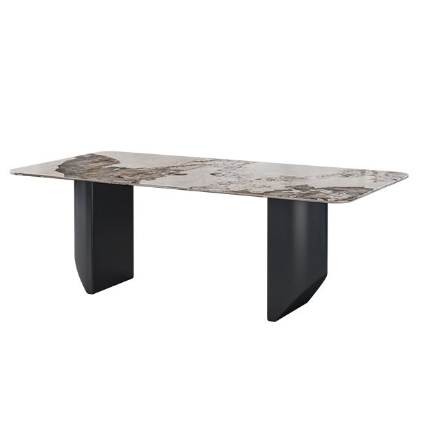 Contemporary Style Dining Set with Sintered Stone Dining Table and Cushion Chairs Clearhalo 'Dining Room Sets' 'Dining Tables & Seating' 'dining_room_set' 'furn' 'furn_dining_room_set' 'Furniture' 'furniture_dining_room_set' 'Kitchen & Dining Furniture' 'kitchen&dining_furn' 'kitchen' 1200x1200_5939c276-3484-40c2-92a1-396d89dab41d