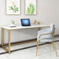 Glam Marble Office Desk 1-plank rechthoekig schrijfbureau met metalen benen