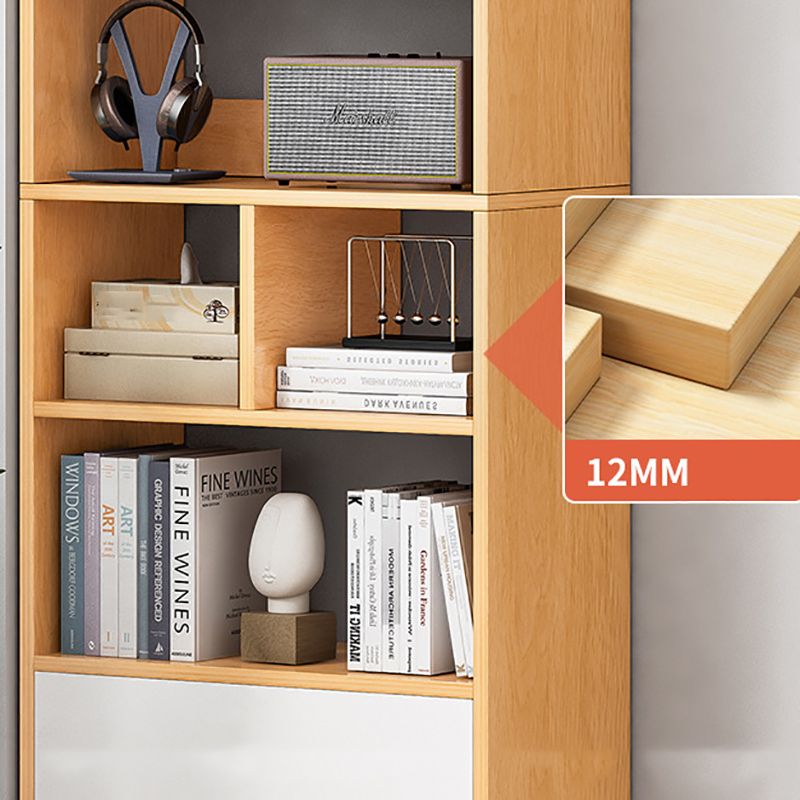 Engineered Wood Standard Bookshelf Modern Open Back Bookcase with Drawers