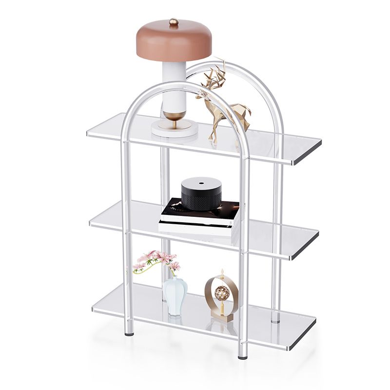 Contemporary Clear Acrylic Sofa Side Accent Table 4 Legs End Table with Storage Shelves Clearhalo 'Coffee & Accent Tables' 'End & Side Tables' 'end_side_tables' 'furn' 'furn_end_side_tables' 'Furniture' 'Living Room Furniture' 1200x1200_593bea1f-7fee-4266-be32-26d05ec7dd09