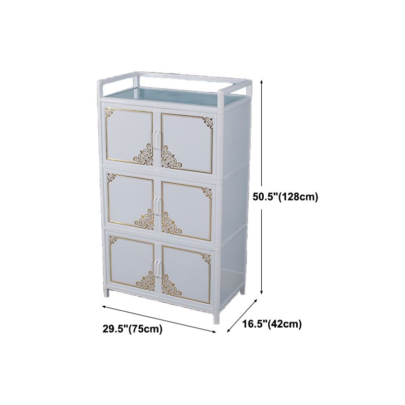 White Aluminum Frame Sideboard Tempered Glass Top Cupboard for Kitchen Clearhalo 'buffet_sideboard' 'Buffets & Sideboards' 'furn' 'furn_buffet_sideboard' 'Furniture' 'Kitchen & Dining Furniture' 1200x1200_593e7157-3dd2-4754-804c-e4afb93d4192