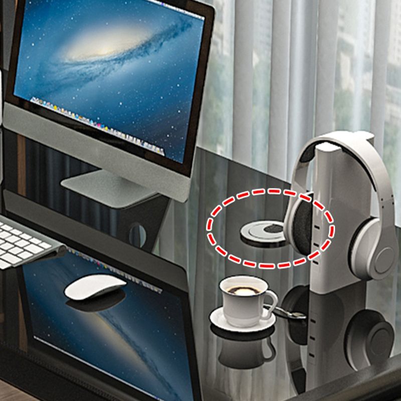 Modern Style Glass Computer Desk Rectangular Shape Task Table with 2-Legs for Home Clearhalo 'furn' 'furn_office_desk' 'Furniture' 'Office Desks' 'Office Furniture' 'office_desk' 1200x1200_593f433e-c91a-4af4-a56d-942dd21883df