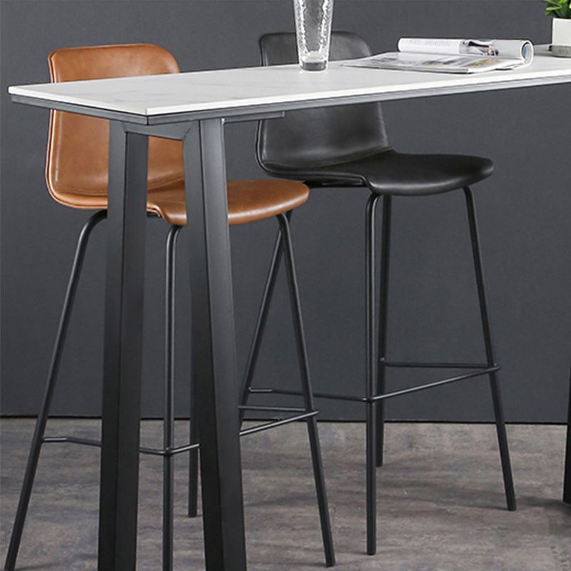 Faux Leather Dining Stools Low Back Bucket Bar Stools with Metal Legs Clearhalo 'Bar Furniture' 'Bar Stools' 'bar_stools' 'furn' 'furn_bar_stools' 'Furniture' 'Kitchen & Dining Furniture' 1200x1200_5940b3c2-309e-429b-9fe2-24c3a850bdfe