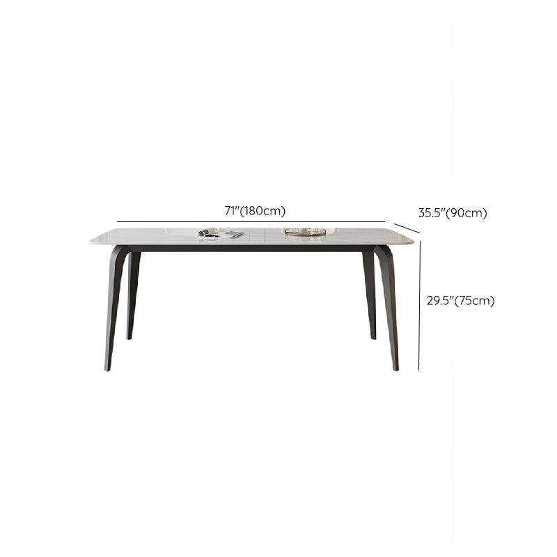 Industrial Rectangle Dining Table White Stone Top Dinette Table with Metal Legs Clearhalo 'Dining Tables & Seating' 'Dining Tables' 'dining_table' 'furn' 'furn_dining_table' 'Furniture' 'Kitchen & Dining Furniture' 1200x1200_594165c3-59b2-4afb-a99c-d343db8f762b