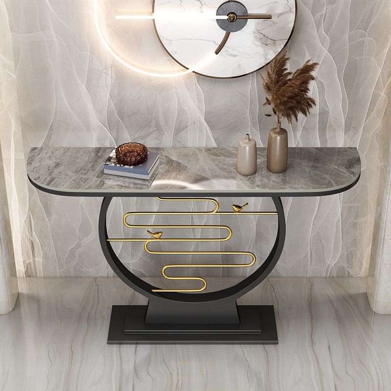 Contemporary Half Moon Console Accent Table Antique Finish Console Table