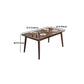 Solid Wood Top Dining Table Modern Rectangle Table with 4 Legs in Brown
