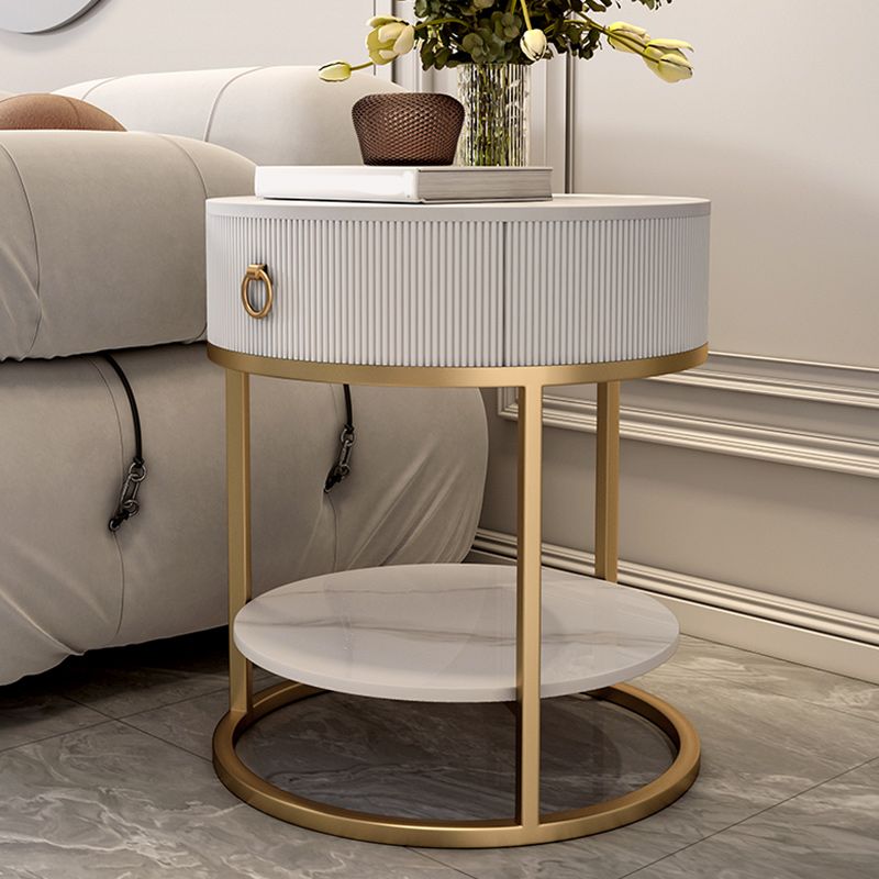 Frame Glam Style Side Table 22.83" Tall Stone Top Side Table with Storage Clearhalo 'Coffee & Accent Tables' 'End & Side Tables' 'end_side_tables' 'furn' 'furn_end_side_tables' 'Furniture' 'Living Room Furniture' 1200x1200_5942fb32-8aad-4ed6-989b-67c5ed5c8a2b