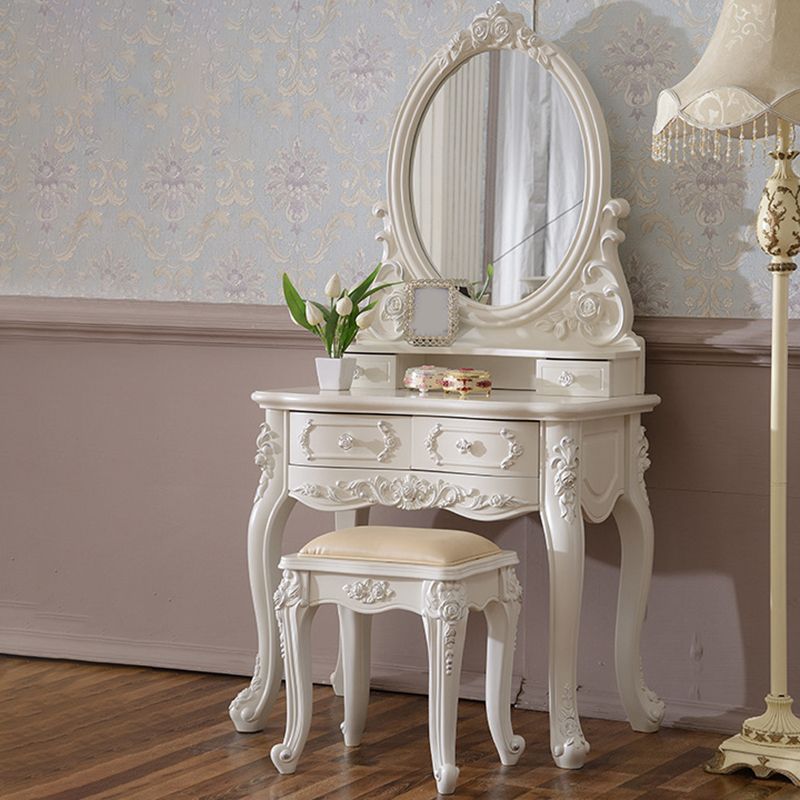 White Vanity Dressing Table Set Victorian Mirrored Wood Vanity Clearhalo 'Bedroom Furniture' 'furn' 'furn_makeup_vanities' 'Furniture' 'Makeup Vanities' 'makeup_vanities' 1200x1200_5944d255-00a5-4a43-8571-bab219d72835