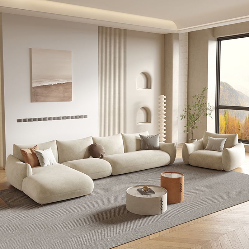 Modern Fabric Sectional with Bolster Pillows 31.5" Tall White L-shape Sectional Clearhalo 'furn' 'furn_sectionals' 'Furniture' 'Living Room Furniture' 'Sectionals' 1200x1200_59456846-7ca6-459c-9826-e0a1df99c831