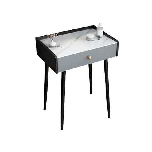 Vanity di pietra contemporanea, cassetto di stoccaggio con sgabello, nero/nero