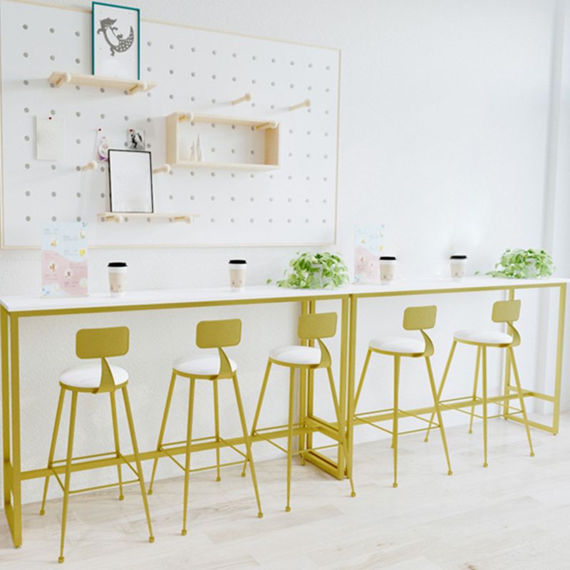 Glam Juego de mesa de bar de 1/4 piezas, mesa rectangular de piedra con taburetes altos para balcón
