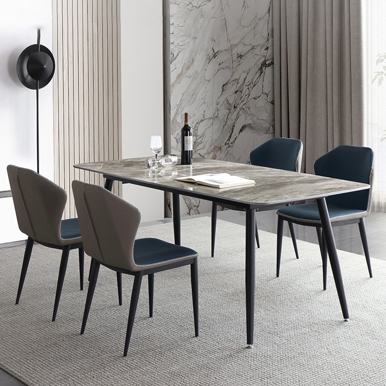 Minimalist Style Dining Table Set with Rectangle Shape Table and Upholstered Chairs Clearhalo 'Dining Room Sets' 'Dining Tables & Seating' 'dining_room_set' 'furn' 'furn_dining_room_set' 'Furniture' 'furniture_dining_room_set' 'Kitchen & Dining Furniture' 'kitchen&dining_furn' 'kitchen' 1200x1200_5946ca25-e2e9-4a12-a238-85d57bc05af6