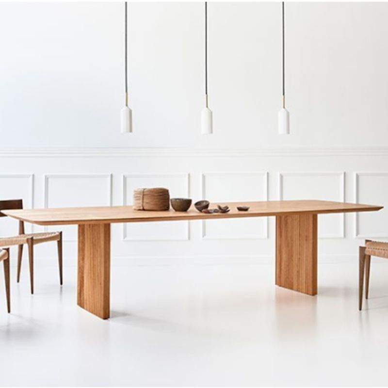 Modern Rectangle Dining Site Table Solid Wood Double Pedestal Kitchen Dining Table Clearhalo 'Dining Tables & Seating' 'Dining Tables' 'dining_table' 'furn' 'furn_dining_table' 'Furniture' 'furniture_dining_table' 'Kitchen & Dining Furniture' 'kitchen' 'kitchen_dining_table' 1200x1200_5946db9f-ad01-4c10-bb97-f734107bfceb