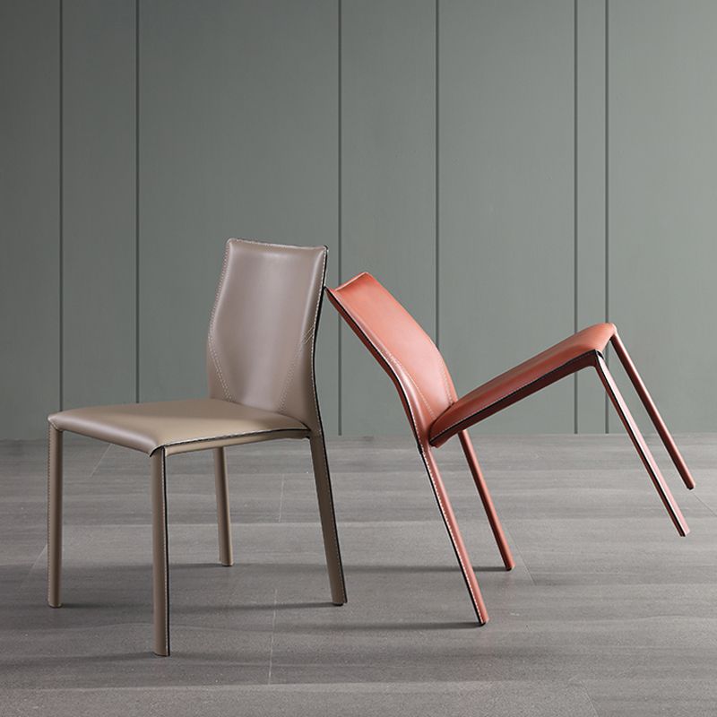 Faux Leather Kitchen Dining Chairs Armless Chairs with Metal Base Clearhalo 'Dining Chairs' 'Dining Tables & Seating' 'dining_chair' 'furn' 'furn_dining_chair' 'Furniture' 'Kitchen & Dining Furniture' 1200x1200_59481290-7bcb-4b62-8247-689010dc63db