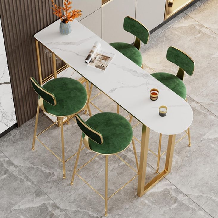 Stone Top Cocktail Bar Table 42-inch Height Metal Base Bar Height Storage Table Clearhalo 'Bar Furniture' 'Bar Tables' 'bar_tables' 'furn' 'furn_bar_tables' 'Furniture' 'furniture_bar_tables' 'Kitchen & Dining Furniture' 'kitchen&dining_furn' 'kitchen' 1200x1200_59494852-26dc-484d-95f4-15fb58c4d858