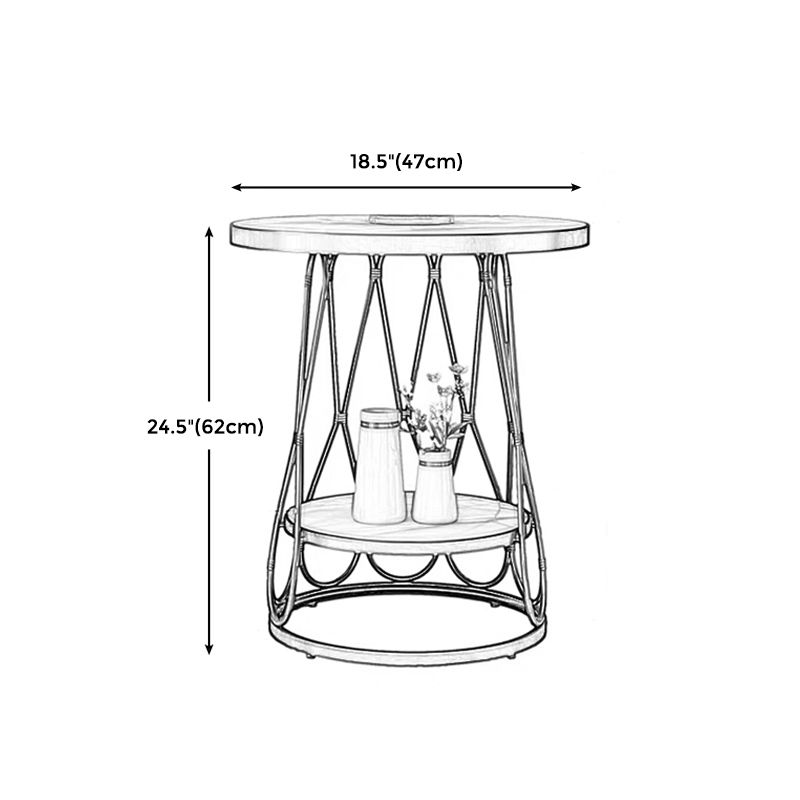 Frame Gold/black Metal Base Design Rock Sheet White/black Top Round Side Table