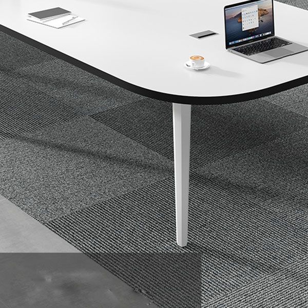 White Oval Writing Desk Office Manufactured Wood Desk with Parsons Base Clearhalo 'furn' 'furn_office_desk' 'Furniture' 'Office Desks' 'Office Furniture' 'office_desk' 1200x1200_594a87d5-aab7-475a-b209-aa65076962fa