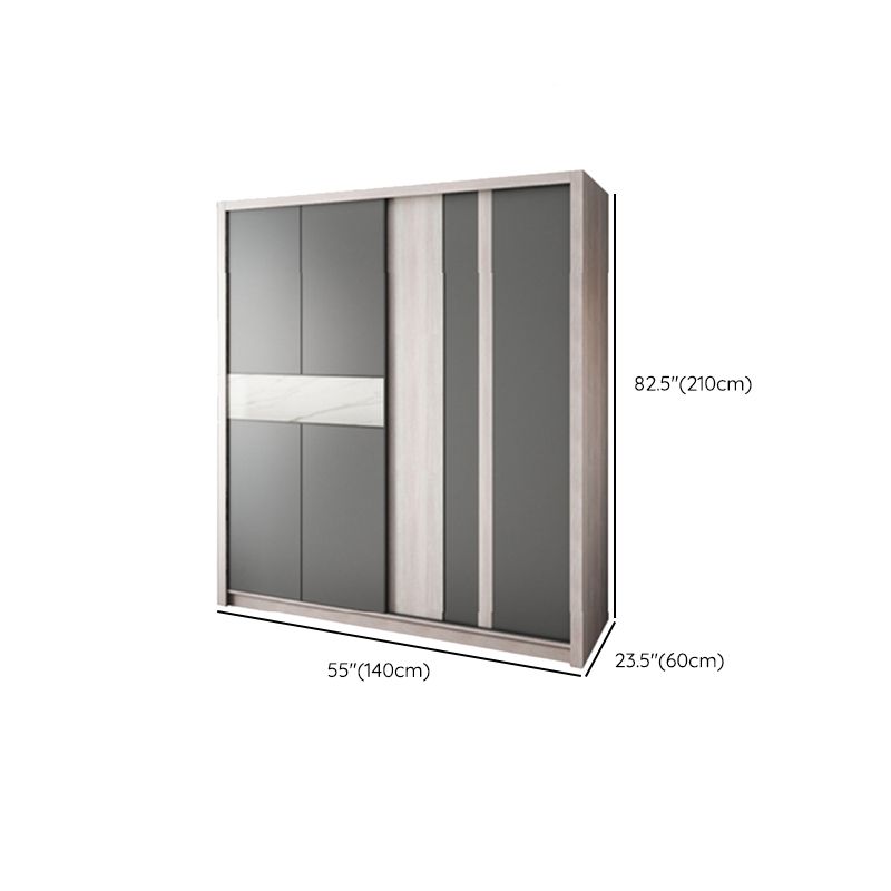 Grey Sliding Wardrobe Cabinet Contemporary Wardrobe Armoire for Bedroom Clearhalo 'Armoires & Wardrobes' 'armoires_wardrobes' 'Bedroom Furniture' 'furn' 'furn_armoires_wardrobes' 'Furniture' 1200x1200_594b09f2-44cd-4354-88d9-cc3762af63e5