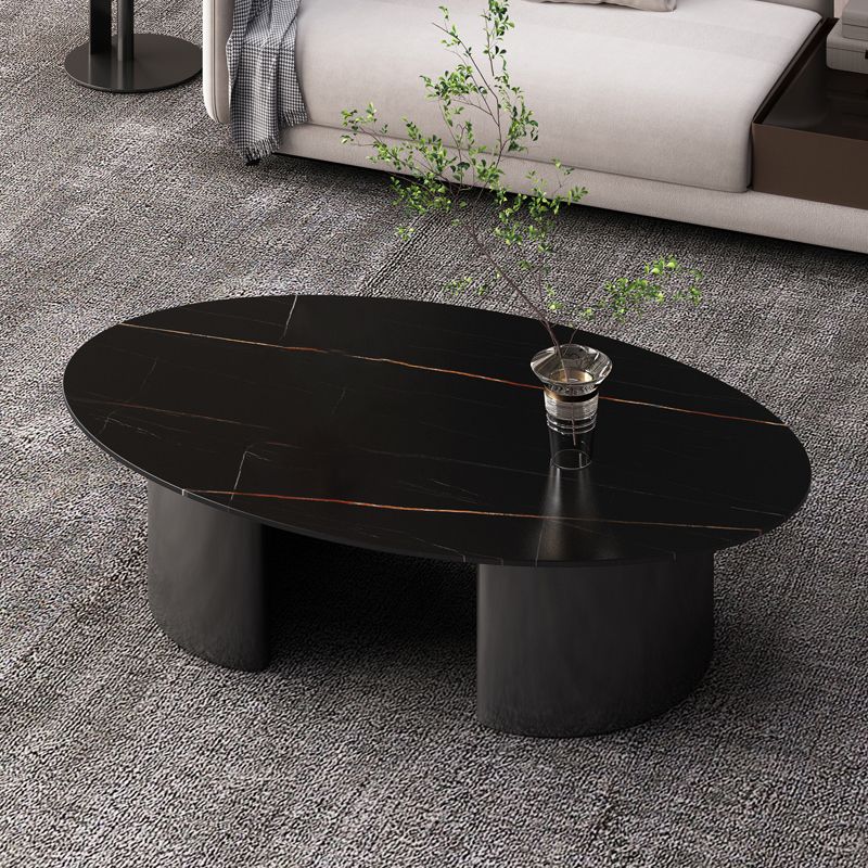 Glam Slate Coffee Cocktail Table Frame Oval Coffee Table for Home Clearhalo 'Coffee & Accent Tables' 'Coffee Tables' 'coffee_tables' 'furn' 'furn_coffee_tables' 'Furniture' 'Living Room Furniture' 1200x1200_594b0e71-29f3-4ddf-b3f9-7d9240c21304