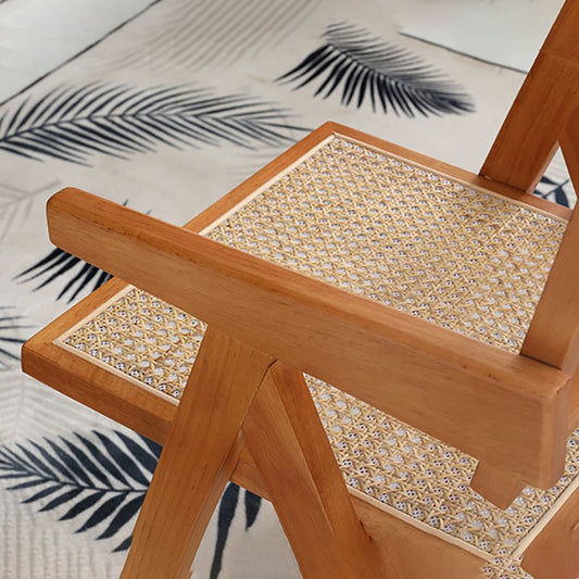 19.68 "Wide arm stoel vaste houten frame stoel met geweven rug