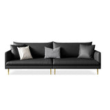 Stationary Leather Sofa Square Arm Standard Glam Settee for Living Room