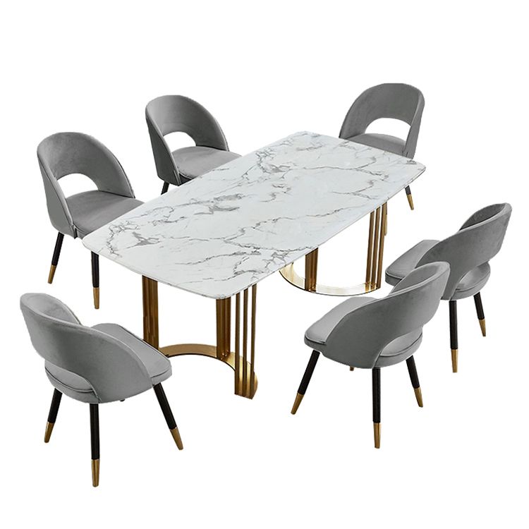 Modern Marble Top Dining Table Set Rectangle 1/4/5/7 Pieces Dining Table with Chairs Clearhalo 'Dining Room Sets' 'Dining Tables & Seating' 'dining_room_set' 'furn' 'furn_dining_room_set' 'Furniture' 'furniture_dining_room_set' 'Kitchen & Dining Furniture' 1200x1200_594c39b8-71bf-4294-876f-8d484f86c9d5