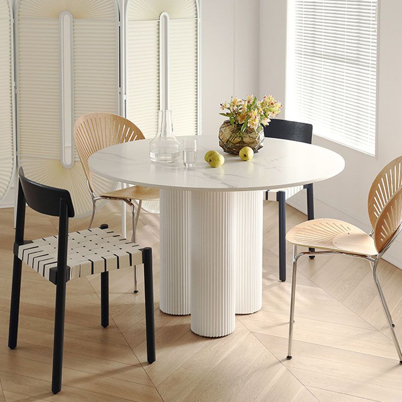 Contemporary Round Dinette Table Sintered Stone and Solid Wood Top Table Clearhalo 'Dining Tables & Seating' 'Dining Tables' 'dining_table' 'furn' 'furn_dining_table' 'Furniture' 'Kitchen & Dining Furniture' 1200x1200_594c5ab7-a293-4128-9e3a-62bf2728886c