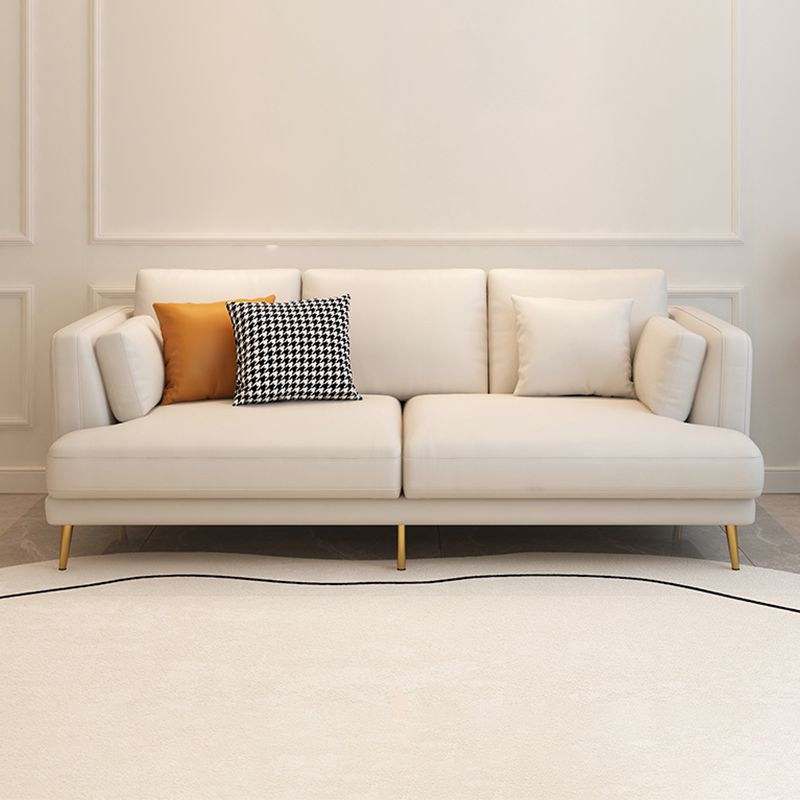 Contemporary Faux Leather Sofa Recessed Arm Furniture Sectionals in Beige