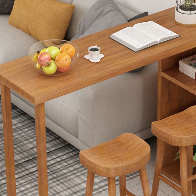 Modern Rectangle Bar Dining Table Wood Bar Height Table with Shelves in Brown Clearhalo 'Bar Furniture' 'Bar Tables' 'bar_tables' 'furn' 'furn_bar_tables' 'Furniture' 'furniture_bar_tables' 'Kitchen & Dining Furniture' 'kitchen&dining_furn' 'kitchen' 1200x1200_594e6bce-c7c7-40b6-b5e3-6f538c8756c1