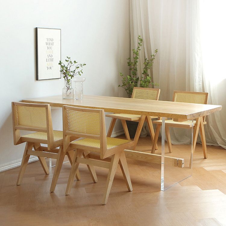 Rectangle Transparent Base Dining Table Modern Pine Wood Table for Living Room Clearhalo 'Dining Tables & Seating' 'Dining Tables' 'dining_table' 'furn' 'furn_dining_table' 'Furniture' 'Kitchen & Dining Furniture' 1200x1200_594f6dfb-5bdd-46ab-b285-f4d80a85a301
