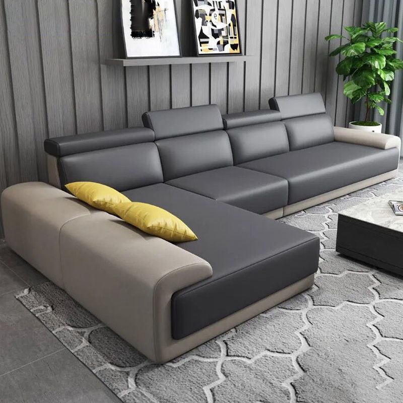 Modern Sectional with Adjustable Head Pillow and Pillow Top Arm Clearhalo 'furn' 'furn_sectionals' 'Furniture' 'Living Room Furniture' 'Sectionals' 1200x1200_59507765-741b-40ad-a2d6-1b608a2a9669