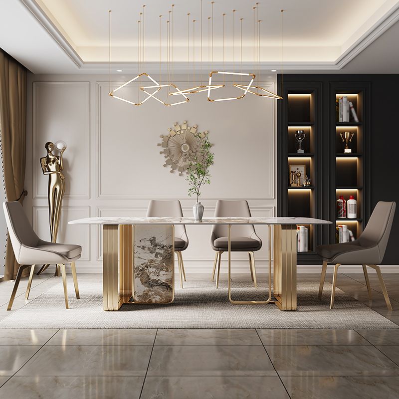 Traditional Luxury Dining Site Table Rectangle Stainless Steel Table Clearhalo 'Dining Tables & Seating' 'Dining Tables' 'dining_table' 'furn' 'furn_dining_table' 'Furniture' 'Kitchen & Dining Furniture' 1200x1200_59514a17-b718-4bdb-915e-a3aa6e8c2623