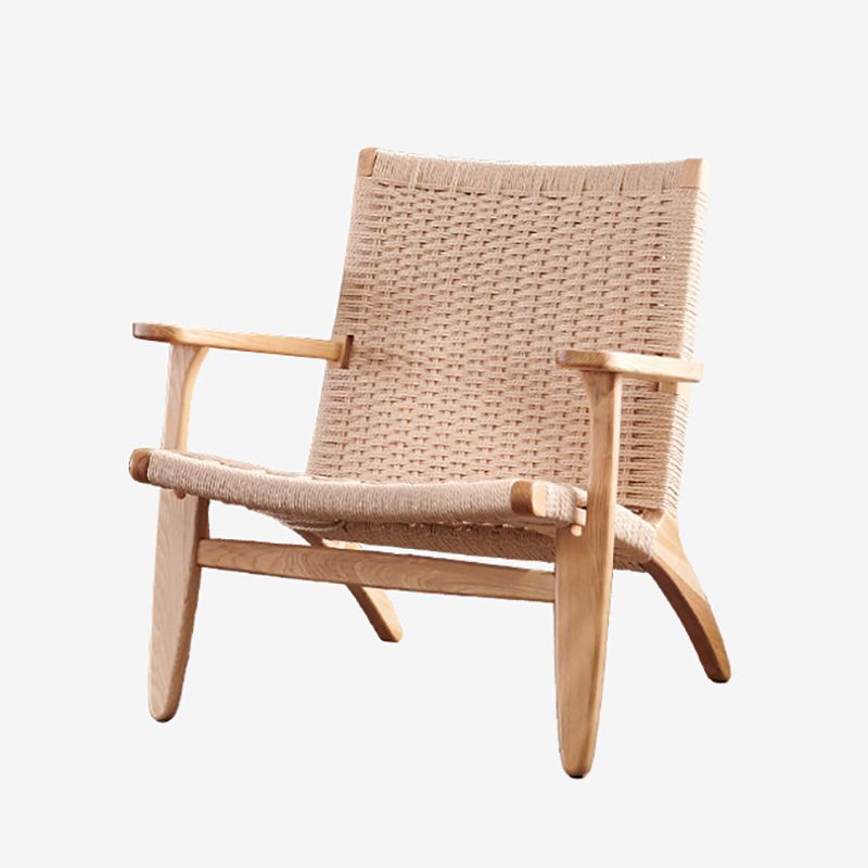 25.59" L x 31.88" W x 25.98" H Brown/Nautral Woven Accent Chair Solid Wood Lounge Chair Clearhalo 'Accent Chairs' 'accent_chairs' 'Chairs & Seating' 'furn' 'furn_accent_chairs' 'Furniture' 'furniture_accent_chairs' 'Living Room Furniture' 1200x1200_5952a6f8-0399-4698-86c5-9a843b4e4989