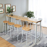 Sgabello da bar contemporaneo sgabello in legno massiccio con gambe in metallo bianco