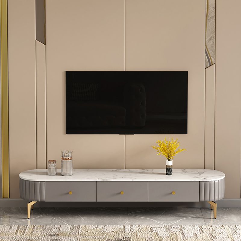 Scandinavian Style TV Stand Stone Enclosed Storage TV Console with Drawers