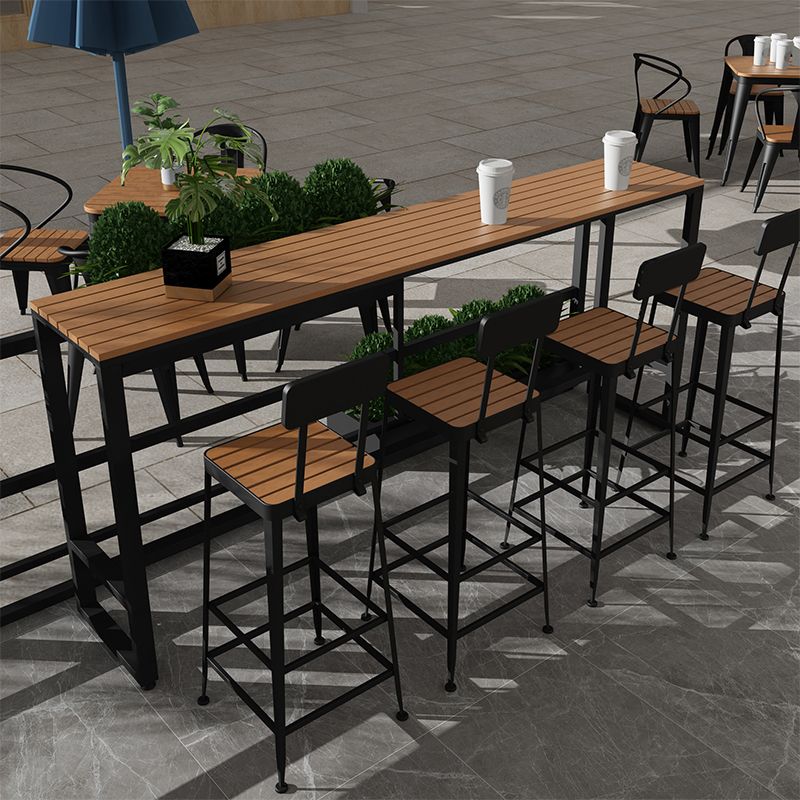 Modern Style Brown Bar Table Pine Wood and Iron Outdoor Bar Table Clearhalo 'Bar Furniture' 'Bar Tables' 'bar_tables' 'furn' 'furn_bar_tables' 'Furniture' 'furniture_bar_tables' 'Kitchen & Dining Furniture' 'kitchen&dining_furn' 'kitchen' 1200x1200_595d4cbe-e0b3-41f5-99a6-67a3c03bf2b8
