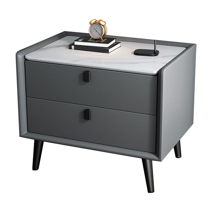 Modern Bedside Night Table Stone Top Nightstand with 2-drawers Clearhalo 'Bedroom Furniture' 'furn' 'furn_night_stand' 'Furniture' 'night_stand' 'Nightstands' 1200x1200_595dcbc5-b8f5-45d1-a46e-b9586261b0b8