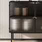 39.5"L Glam Iron Sideboard Striped Glass Doors Cabinets Dining Server for Living Room Clearhalo 'buffet_sideboard' 'Buffets & Sideboards' 'furn' 'furn_buffet_sideboard' 'Furniture' 'Kitchen & Dining Furniture' 1200x1200_595f6f35-6b49-4b36-8a7f-e776dc31b02c
