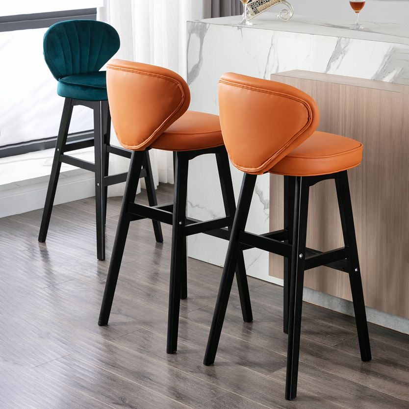 Modern Armless Backrest Counter Stool Kitchen Wood Bar Stool with Cushion and Pedal Clearhalo 'Bar Furniture' 'Bar Stools' 'bar_stools' 'furn' 'furn_bar_stools' 'furniture_bar_stools' 'Kitchen & Dining Furniture' 'kitchen&dining_furn' 'kitchen' 'kitchen_furn' Furniture' 1200x1200_595faab3-637d-4d73-ad31-7d4f0bd09e41