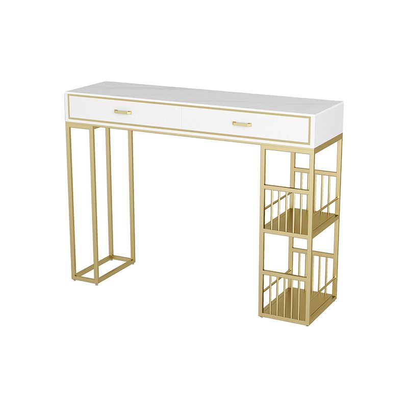 Glam Style Rectangle Bar Table Stone Fixed Bistro Bar Desk with Storage Clearhalo 'Bar Furniture' 'Bar Tables' 'bar_tables' 'furn' 'furn_bar_tables' 'Furniture' 'Kitchen & Dining Furniture' 1200x1200_59668e25-cc78-45ba-b1cb-c18cf65a7832