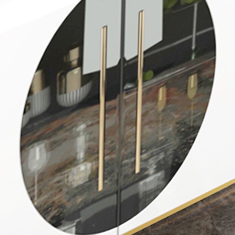 Tavolo a buffet in stile glam in finto marmo da 35,4 pollici con armadi e cassetti