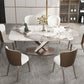 Modern Dining Table Rectangle Stone Top Table with Stainless Steel Pedestal Base Clearhalo 'Dining Tables & Seating' 'Dining Tables' 'dining_table' 'furn' 'furn_dining_table' 'Furniture' 'furniture_dining_table' 'Kitchen & Dining Furniture' 'kitchen' 'kitchen_dining_table' 1200x1200_59675724-2f5c-49b4-a195-7400cf7e5aaa