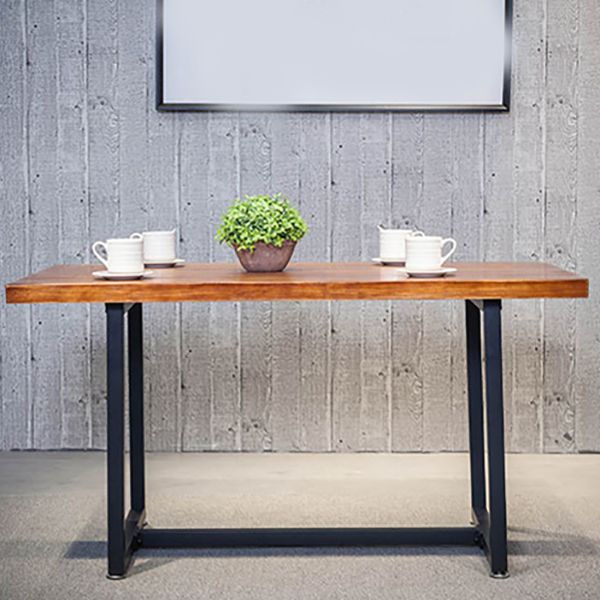Indoor Rectangle Table with Metal Base Industrial Brown Wood Top Dining Table Clearhalo 'Dining Tables & Seating' 'Dining Tables' 'dining_table' 'furn' 'furn_dining_table' 'Furniture' 'Kitchen & Dining Furniture' 1200x1200_5967e983-b9dc-4614-911a-4360c993aa9f