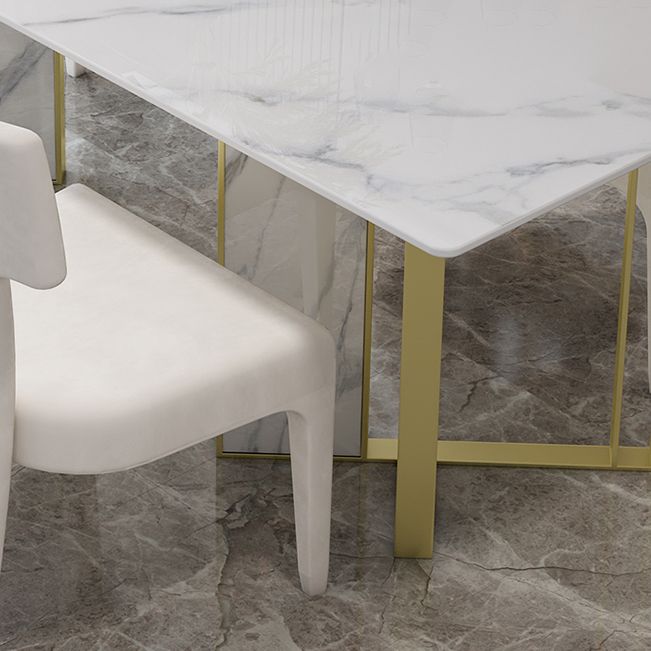 Glam Style Dinette Set 1/5 Pcs Rectangle Stone Dinette Table with Dining Chair Clearhalo 'Dining Room Sets' 'Dining Tables & Seating' 'dining_room_set' 'furn' 'furn_dining_room_set' 'Furniture' 'Kitchen & Dining Furniture' 1200x1200_596a266c-a872-4ccf-9340-693088d3058b